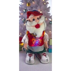VTG Gemmy Hip Hop Animated Singing Rappin Santa Claus -2 Songs 12" T WORKS -Y2K